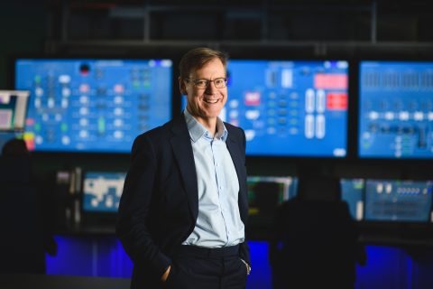 Drax Group CEO Will Gardiner in the control room at Drax Power Station