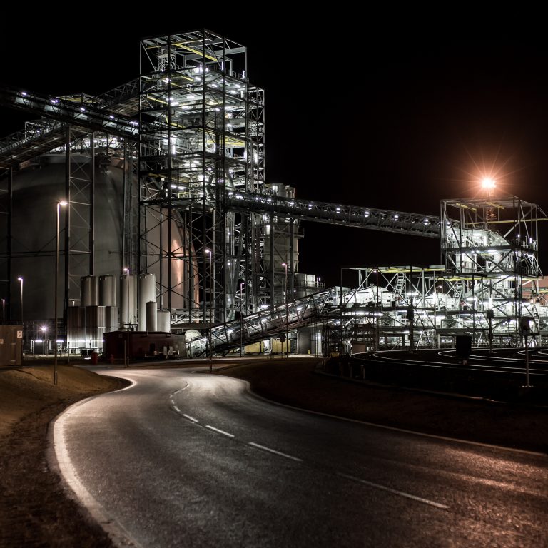 Draw power station at night