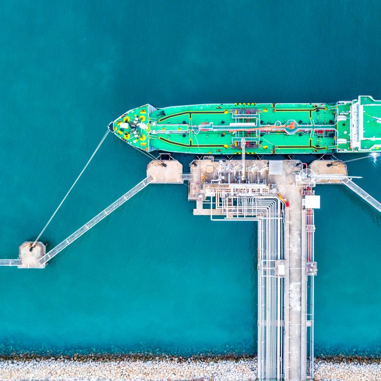 Oil tanker, Gas tanker operation at oil and gas terminal.