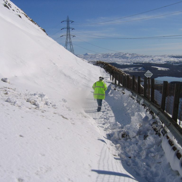 Mountain road from Cruachan Power Station to its dam blocked due to snow