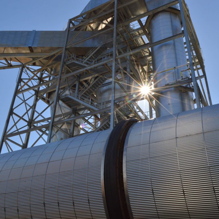 Close up of dryer in biomass wood pellet plant