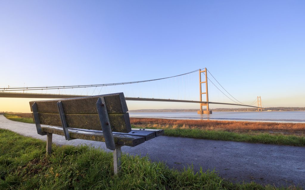 Bench with view of the Humber Bridge
