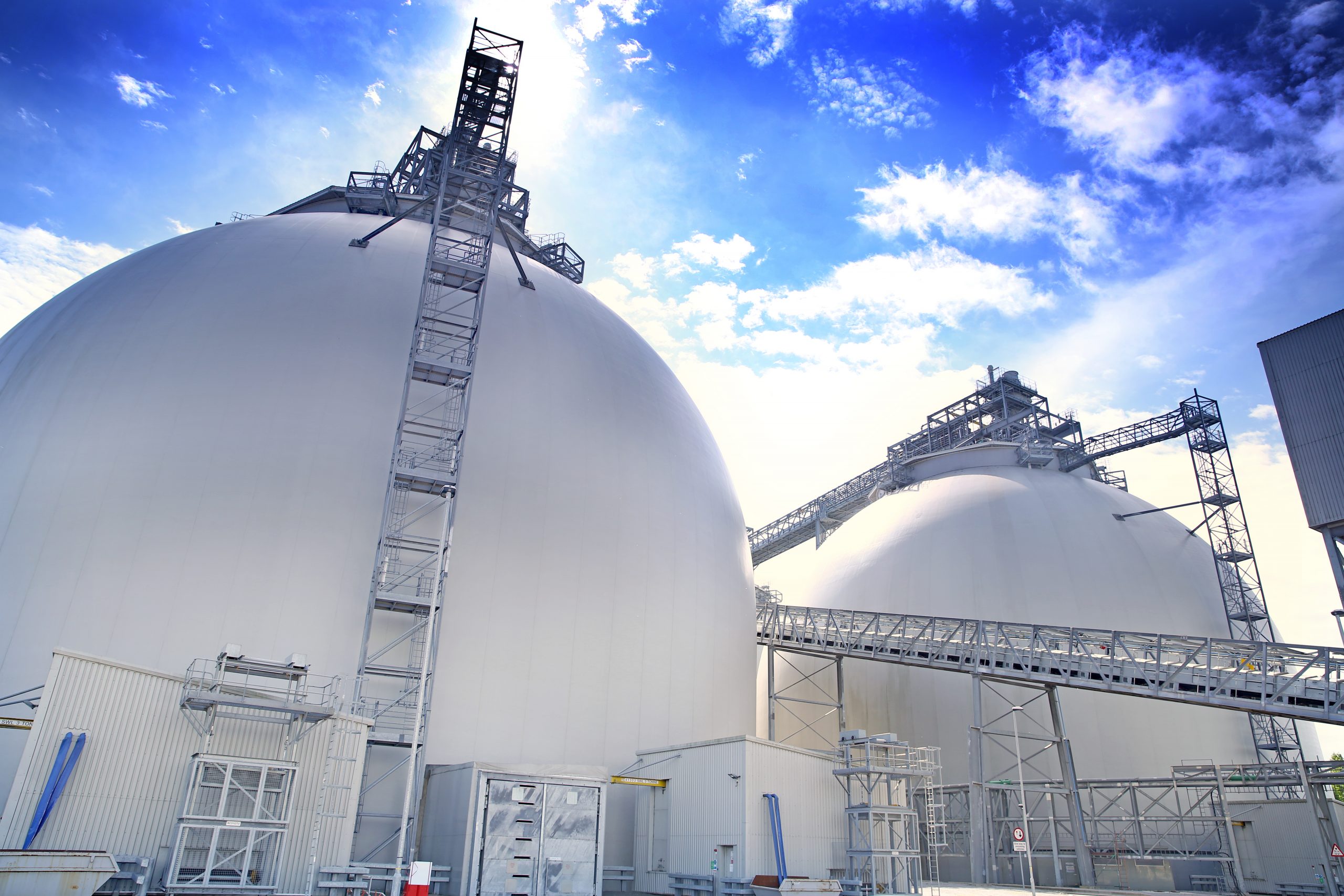 Biomass domes on a sunny day