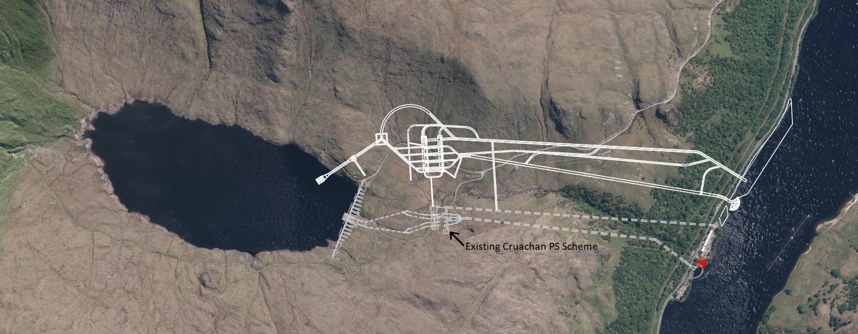 An artist's impression of Cruachan 2 (top) and the existing Cruachan Power Station (bottom)