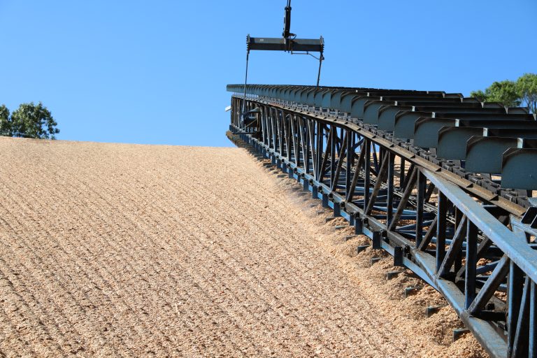 Woodchip pile at Amite BioEnergy (2017)