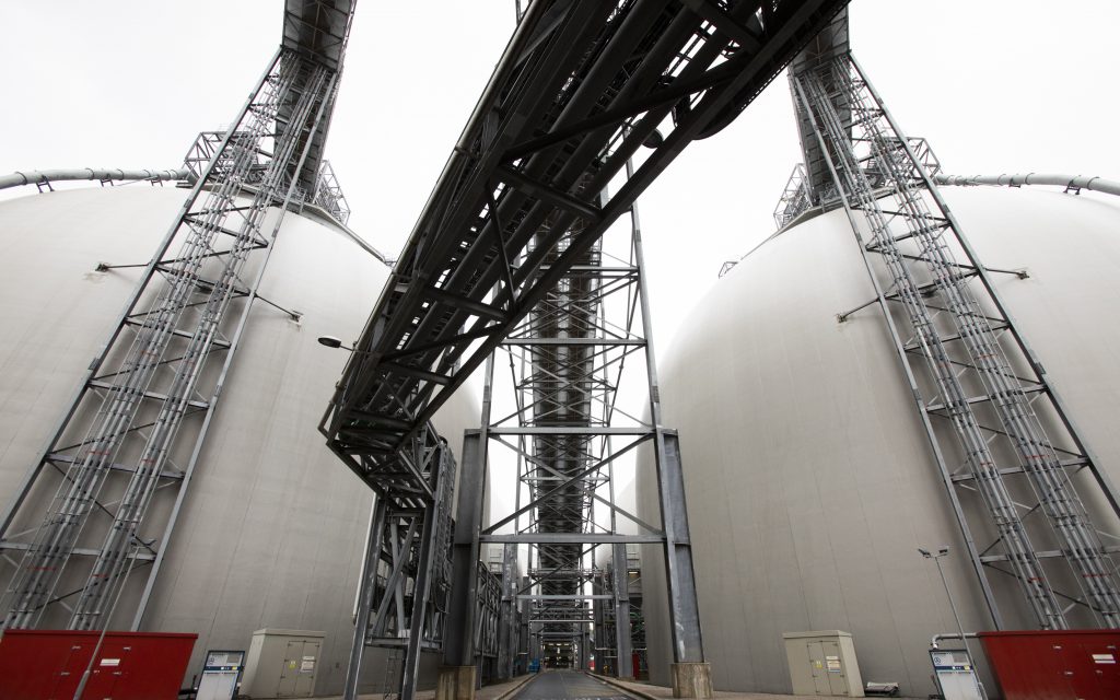 Biomass storage domes, Drax Power Station, July 2019