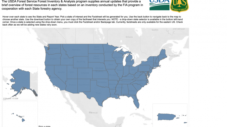 USDA Forest Service Forest Inventory & Analysis One-Click Factsheet