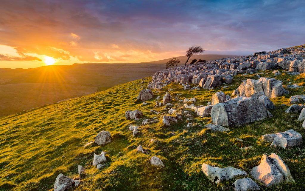 sunset at Twistleton Scar in the Yorkshire Dales National Park