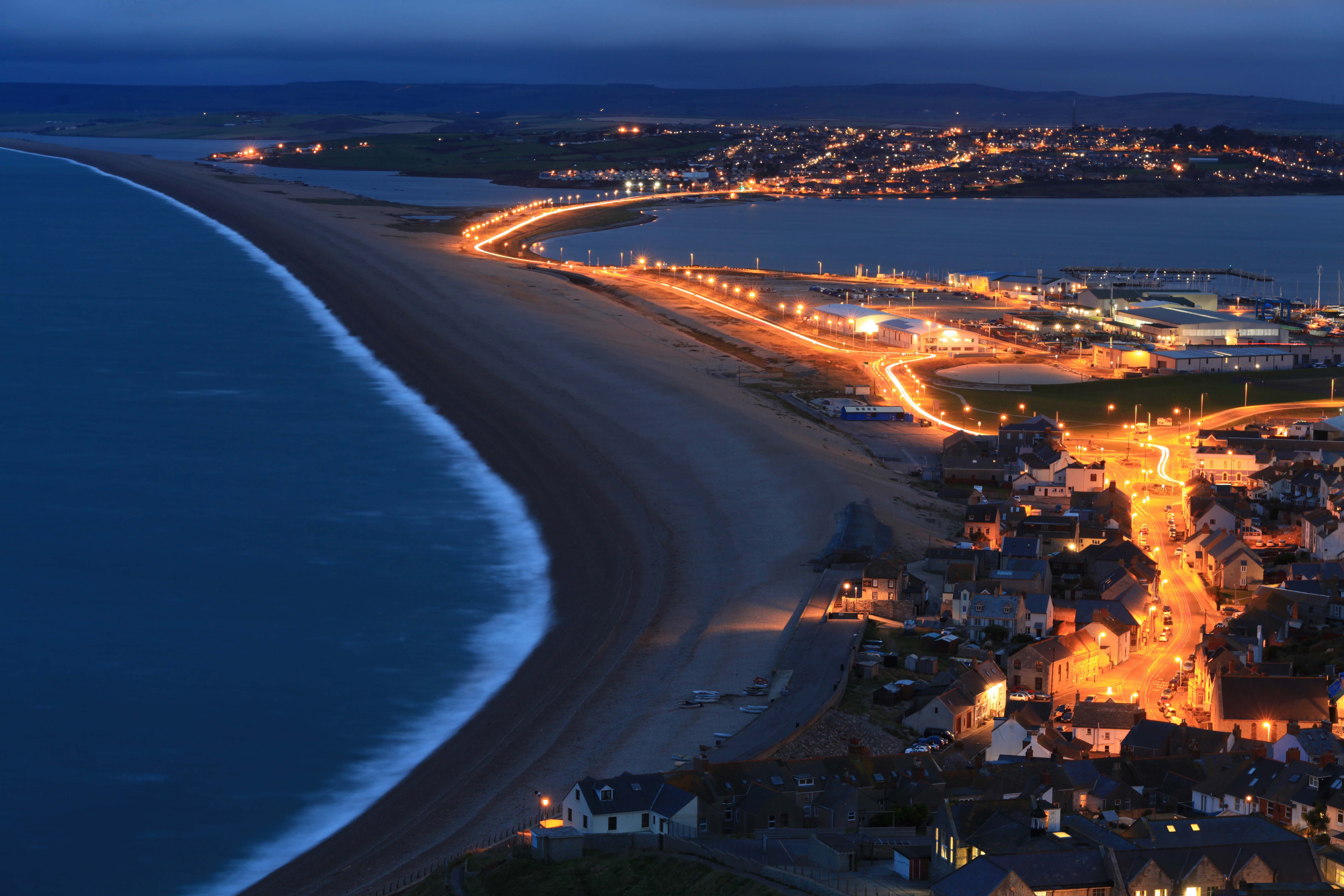 Chesil Beach from Portland, Britain's longest 'tombolo', Ch…