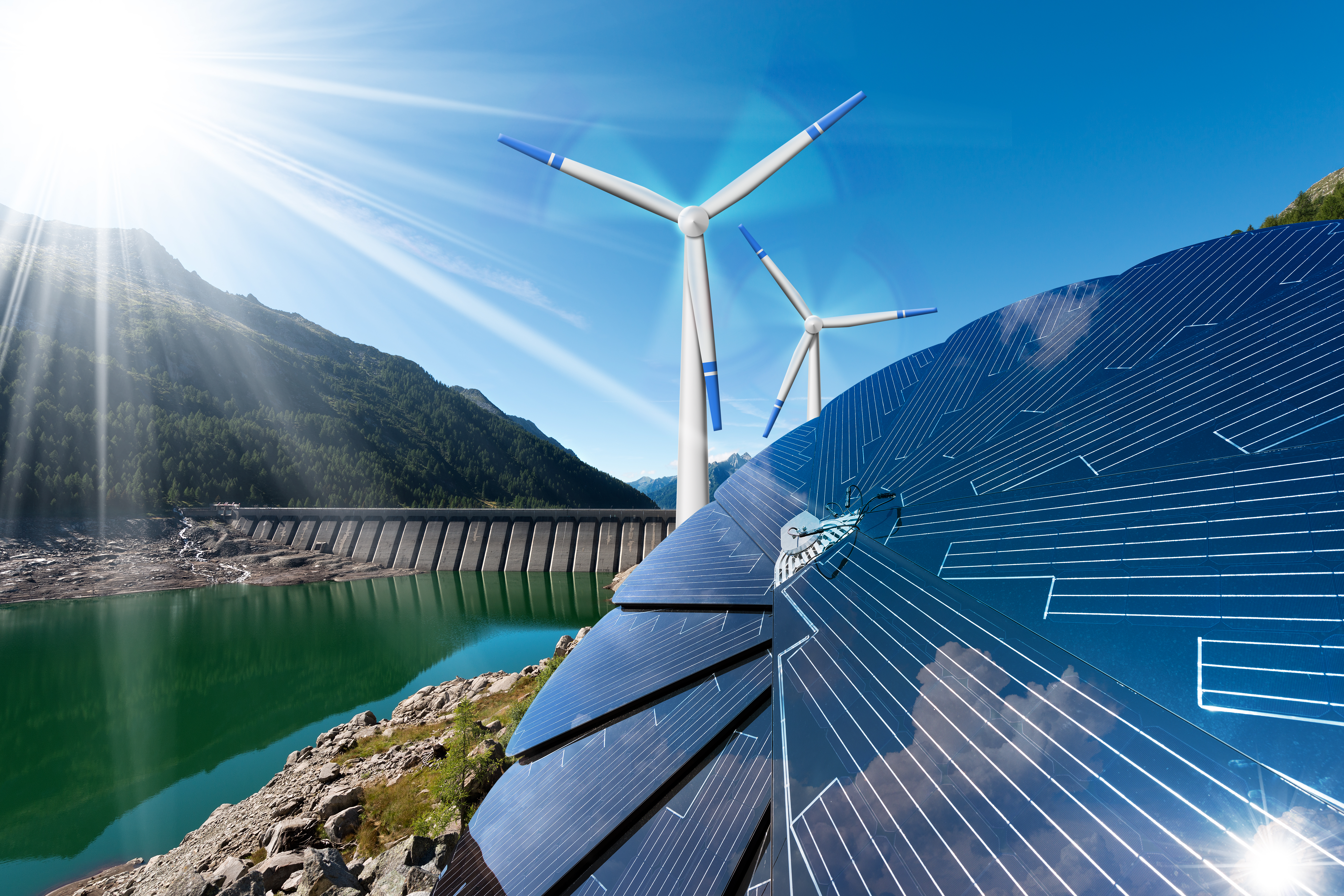 Hydro, wind and solar energy