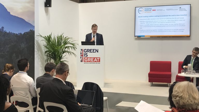 Will Gardiner at Powering Past Coal Alliance event in the UK Pavilion at COP25 in Madrid