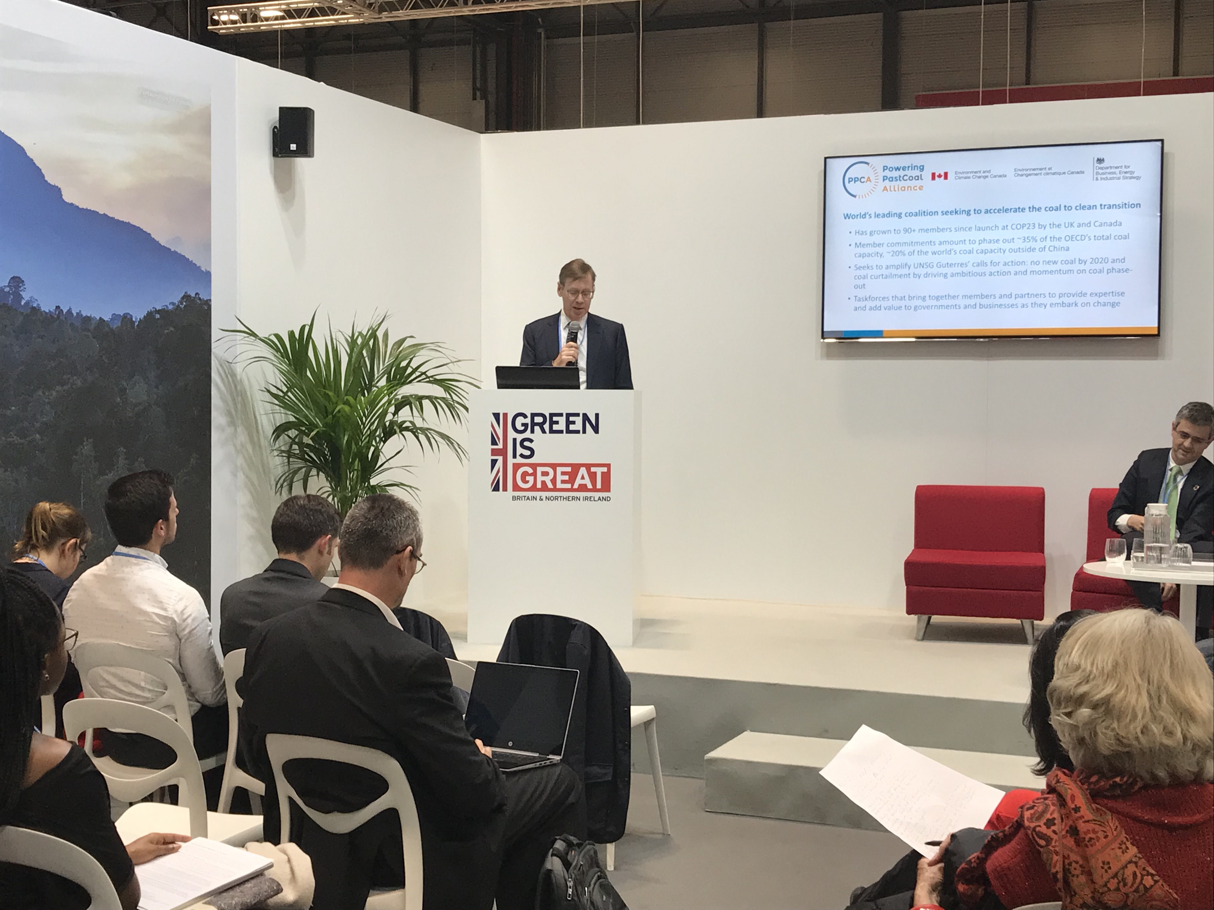 Will Gardiner at Powering Past Coal Alliance event in the UK Pavilion at COP25 in Madrid
