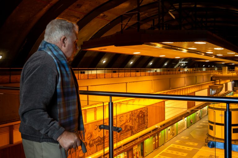 Ian MacLean looking at the machine hall inside Cruachan.