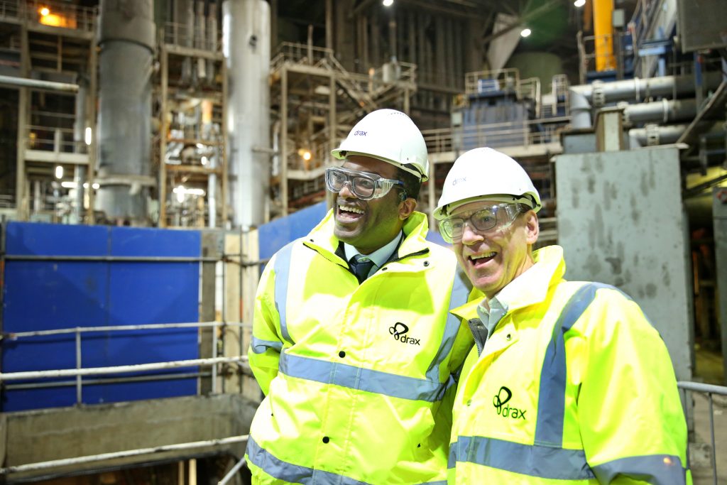 Kwasi Kwarteng MP and Will Gardiner, Drax Group CEO during a tour of the Drax Power Station site.