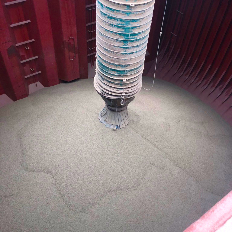 Biomass wood pellets loaded onto the Zheng Zhi bulk carrier vessel at the Port of Greater Baton Rouge, Louisiana, in February
