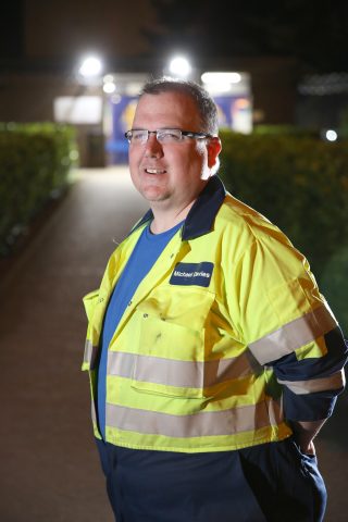 Michael Davies, Section Head, maintenance team, Drax Power Station, who led a team of engineers from Drax and EMI to install the blue lights