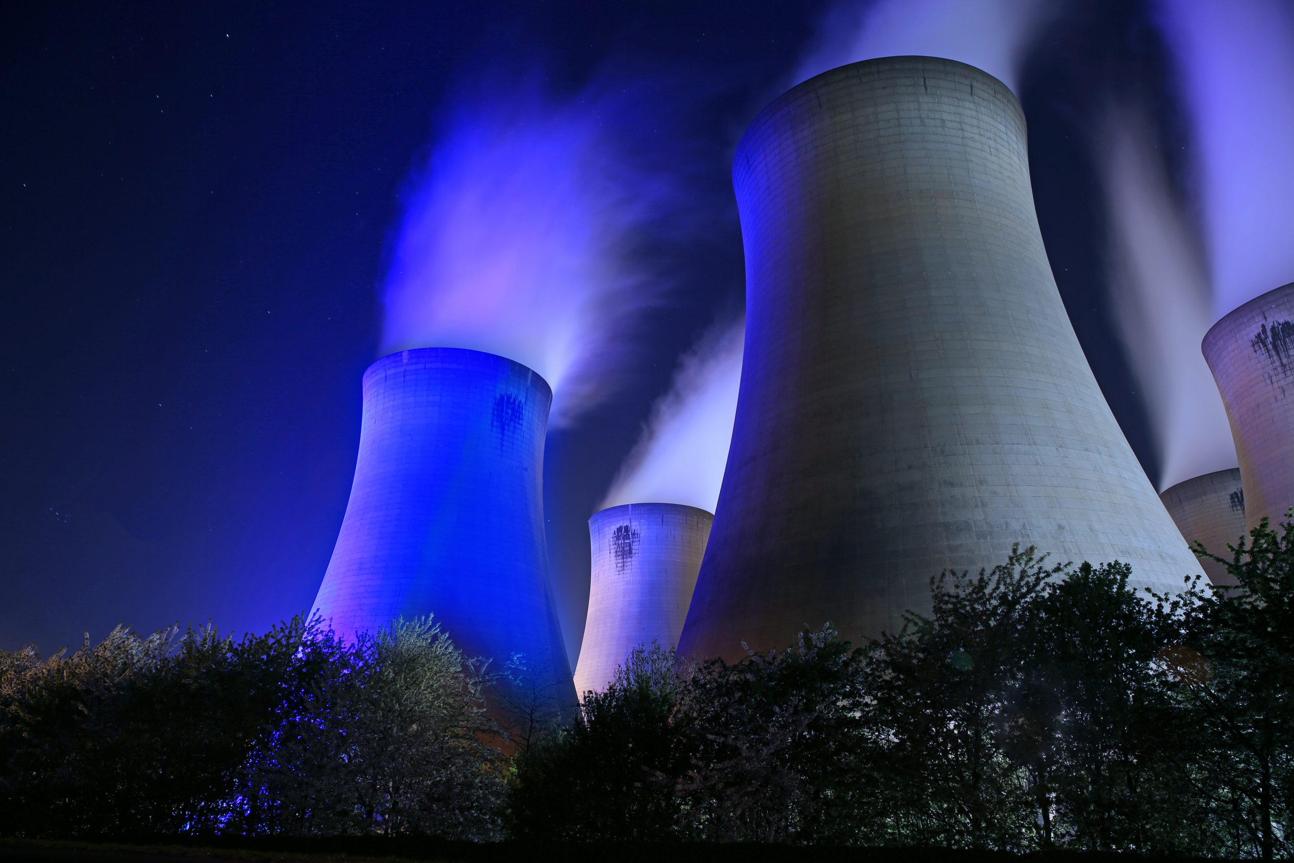 Drax Power Station cooling tower turned blue for the NHS and #ClapForCarers