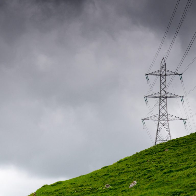 Electricity pylon above Cruachan Power Station, Scotland