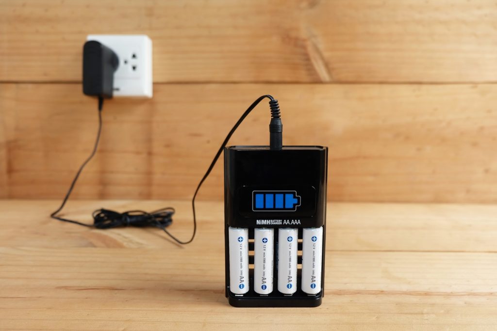 Battery charger with AA rechargeable batteries