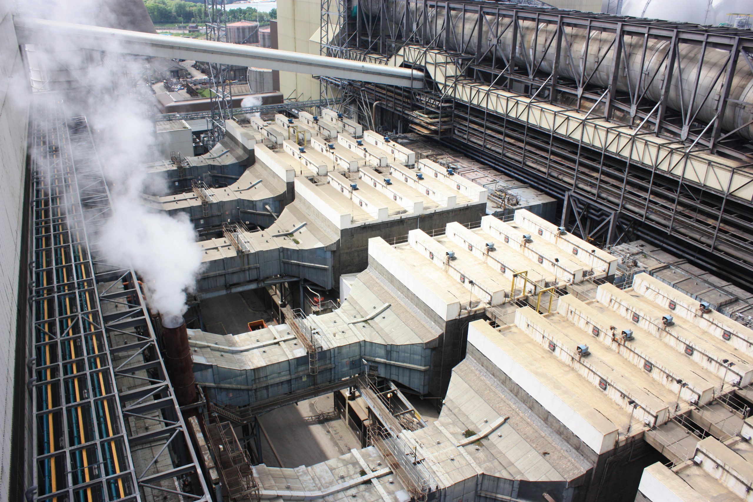 Looking down above units one through five within Drax Power Station