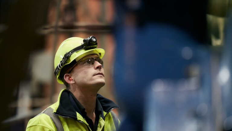 Worker in PPE at Drax Power Station