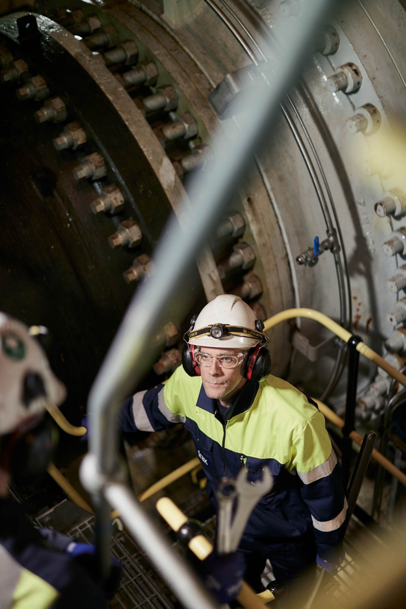 Drax worker in PPE working inside Cruachan Power Station